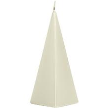 Jednofarebná sviečka v tvare pyramídy, farba perlová.