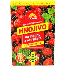 Hnojivo Orgamin maliny 1kg v obale s malinami a ostružinami.
