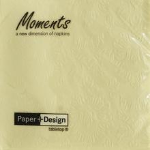 Jednofarebné servítky Moments Ornament v krémovej farbe, 33x33 cm.