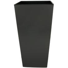Štvorcový vysoký kvetináč v antracitovej farbe.