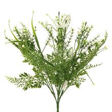 Umelé kvety s bielymi kvetmi a zelenými listami, 43 cm.