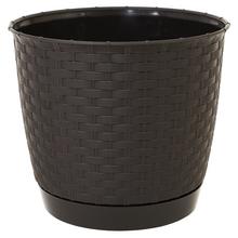 Hnedý okrúhly kvetináč RATOLLA s miskou.