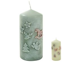 Vianočné sviečky HAPPY XMAS v ecru a sivej farbe.