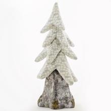 Zasnežený vianočný stromček s rozmermi 27x27x60 cm.