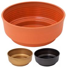 Misa prostá 20 cm z umelej hmoty v oranžovej, zlatej a čiernej farbe.