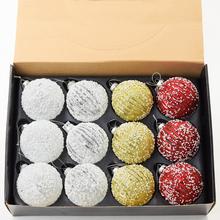 Vianočné sklenené gule mix 4 druhy, 8 cm.