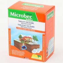 Tablety Microbec do septikov v oranžovej krabičke.