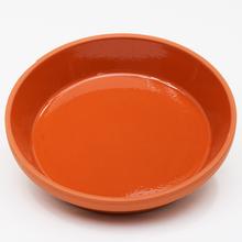 Hlinená miska s glazúrou, priemer 17,8 cm, oranžová farba.