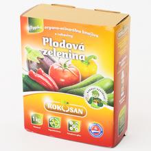 Granulované hnojivo ROKOSAN PLODOVÁ ZELENINA 1kg v obale s obrázkami zeleniny.