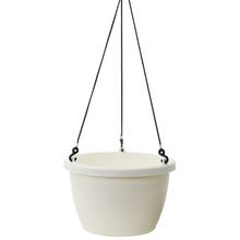 Biely závesný kvetináč MARINA+ s priemerom 30 cm.