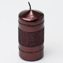 Hnedá vianočná sviečka s glitrom