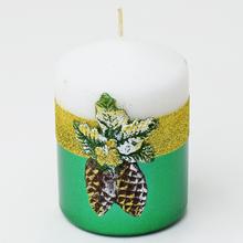 Vianočná sviečka so šíškami, zelená