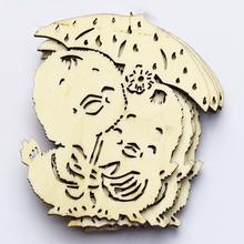 Výrez kačičky s dáždnikom z prírodného dreva, 8 cm, balenie 10 kusov.