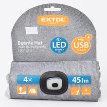 Sivá čiapka s čelovkou a 4x LED svetlom.