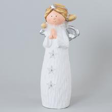 Vianočný anjel LED s hviezdami, biely, 47 cm vysoký.
