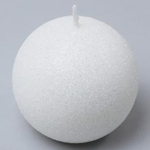 Biela glitrová guľa sviečka