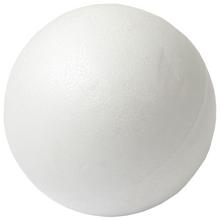 Biela polystyrénová guľa s priemerom 10 cm.