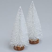 Biele vianočné stromčeky na pni, sada 2 kusy.