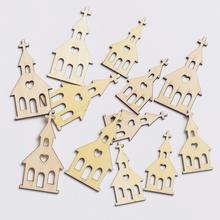 Drevené kostoly v prírodnej farbe, sada 12 kusov.