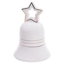Biely porcelánový zvonček s hviezdou na vrchu.
