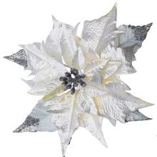 Umelá kvetina Poinsettia v bielej farbe s klipom.