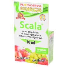 Fungicíd SCALA 10ml v obale s obrázkami jabĺk a hrozna.