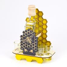 Darčeková sada 729 Včelár s pohármi z dreva a skla.