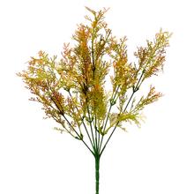 Umelý zápich thuja v oranžovej farbe s výškou 32 cm.