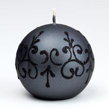 Vianočná sviečka TIFFANY NEW G.80 čierna s ornamentom