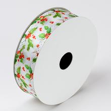 Vianočná stuha s motívom bobúľ a listov.