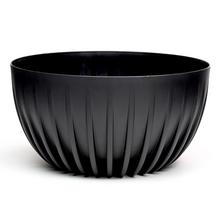 Čierna dizajnová misa MIRA ECO RECYCLED s rebrovaným povrchom.