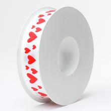 Červená stužka so srdiečkami, 25mm x 25m.