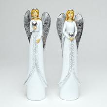 Dekoračný anjel srdce biely a strieborný, mix 2 kusy.