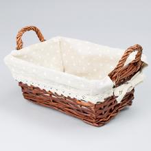 Prútený košík tmavohnedý s šedou bodkou