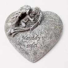 Srdce s anjelom v sivej farbe.