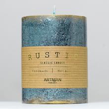 Ručne vyrobená sviečka RUSTIC PATINA v tyrkysovej farbe.