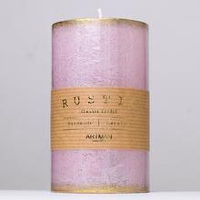 Ružová sviečka RUSTIC PATINA s pásikom