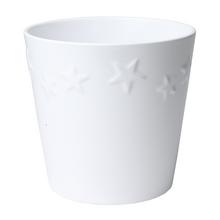 Biely obal s hviezdami, priemer 14 cm.