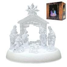 LED betlehem hrajúci 20cm s jasnými postavami a hviezdou.