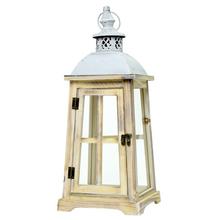 Lampa drevená s kovovým vrchom, prírodná farba.