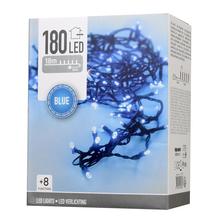 Modré LED svetielka s 180 diódami, vhodné na vnútorné a vonkajšie použitie.