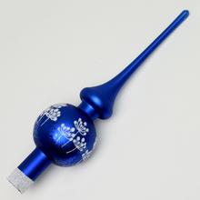 Modrý sklenený špic na vianočný stromček.