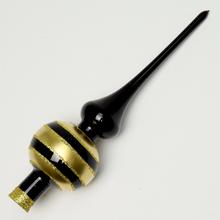 Čiernozlatý sklenený špic na vianočný stromček.