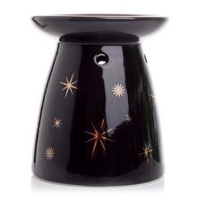 Čierna porcelánová aromalampa s hviezdami