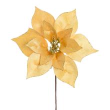 Umelá kvetina ruža/poinsettia v zlatej farbe s rozmerom 20 cm.