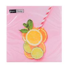 Vzorované servítky s motívom limonády a citrusov.