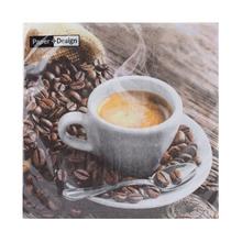 Vzorované servítky s motívom kávy a kávových zŕn.