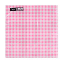 Ružové vzorované servítky s kockovaným dizajnom.