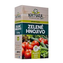 Zelené hnojivo Natura 1,5 kg v obale s obrázkami zeleniny.
