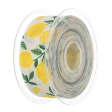 Biela stuha s citrónovým vzorom, šírka 40mm, dĺžka 20m.